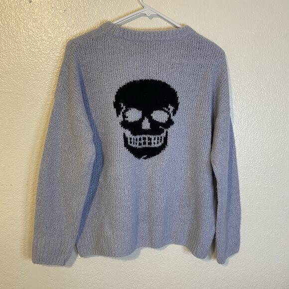Skull Cashmere Madonna Skull Wool Blend Knit Sweater in Gray Size Small $345 - Picture 3 of 6